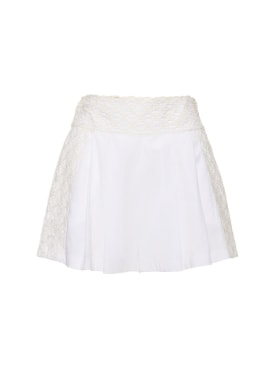 Ermanno Scervino: Embroidered pleated cotton shorts - White - women_0 | Luisa Via Roma