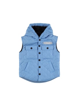 Dsquared2: Hooded quilted nylon vest - Blue - kids-boys_0 | Luisa Via Roma