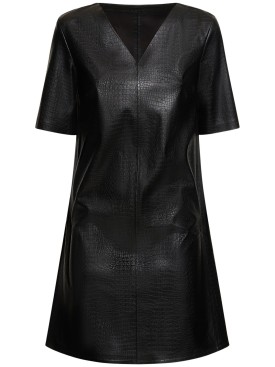 Max Mara: Vestido corto de piel sintética - Negro - women_0 | Luisa Via Roma