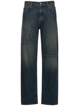 MM6 Maison Margiela: Straight cotton denim jeans - Blue - men_0 | Luisa Via Roma