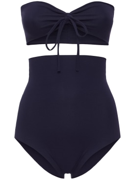 Isole & Vulcani: Bikini en jersey de coton sans coutures - Bleu Marine - women_0 | Luisa Via Roma