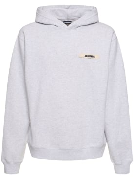 Jacquemus: Le Hoodie Gros Grain cotton sweatshirt - Grey - men_0 | Luisa Via Roma