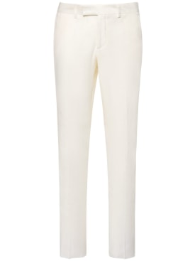 Lardini: Linen blend straight pants - White - men_0 | Luisa Via Roma