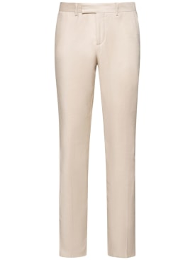 Lardini: Linen blend straight pants - Beige - men_0 | Luisa Via Roma