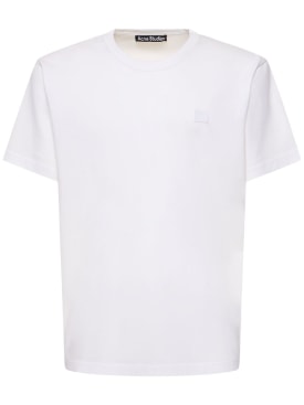 Acne Studios: T-Shirt aus Baumwolle mit Patch „Nace“ - Optisches Weiß - men_0 | Luisa Via Roma