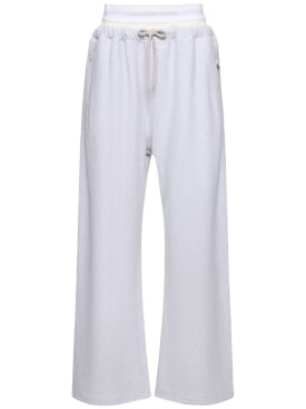 Alexander Wang: Pantalones deportivos anchos de algodón con logo - Gris - women_0 | Luisa Via Roma