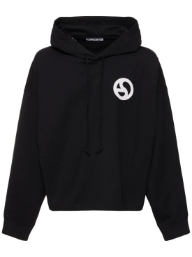 Acne Studios: Logo cotton hoodie - Black - men_0 | Luisa Via Roma