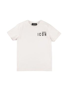 Dsquared2: Cotton jersey t-shirt w/ logo - White - kids-boys_0 | Luisa Via Roma