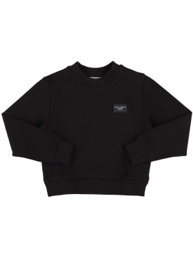 Dolce&Gabbana: Logo printed cotton sweatshirt - Black - kids-boys_0 | Luisa Via Roma