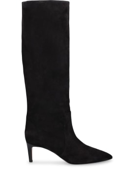 Paris Texas: Stivali alti Stiletto in pelle 60mm - Nero Delave' - women_0 | Luisa Via Roma