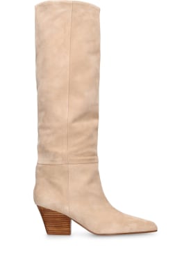 Paris Texas: 60mm Jane suede tall boots - Beige - women_0 | Luisa Via Roma