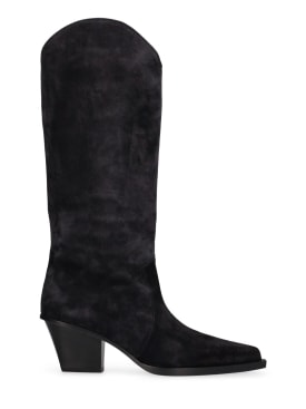 Paris Texas: 60mm Sedona suede ankle boots - Black - women_0 | Luisa Via Roma