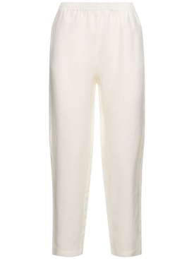 Lido: Pantalones de lino con cintura elástica - Blanco - women_0 | Luisa Via Roma