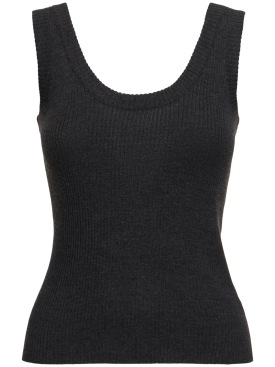 Brunello Cucinelli: Wool & cashmere knit tank top - Dark Grey - women_0 | Luisa Via Roma