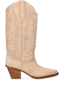 Paris Texas: 60mm Rosario suede tall boots - Beige - women_0 | Luisa Via Roma