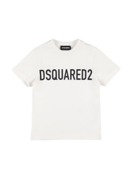 Dsquared2: T-shirt in jersey di cotone con logo - Bianco - kids-boys_0 | Luisa Via Roma
