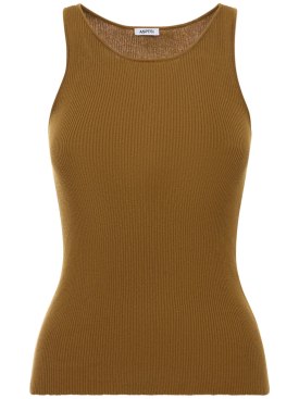 ASPESI: Top de algodón sin mangas - Mustard Yellow - women_0 | Luisa Via Roma
