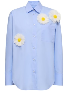 MSGM: Camisa de popelina de algodón - Azul Claro - women_0 | Luisa Via Roma