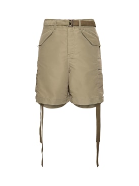 Sacai: Nylon twill shorts - Light Khaki - men_0 | Luisa Via Roma