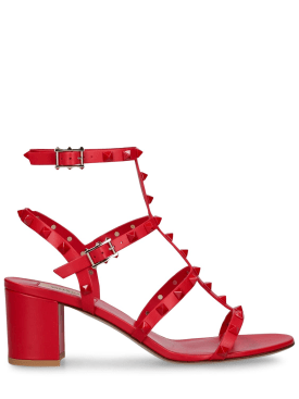 Valentino Garavani: 60mm hohe Sandaletten aus Leder „Rockstud“ - Rot - women_0 | Luisa Via Roma