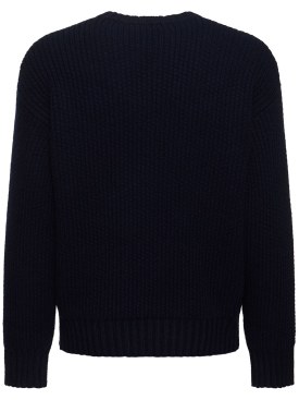 Alanui: Cashmere & cotton knit sweater - Navy - men_0 | Luisa Via Roma