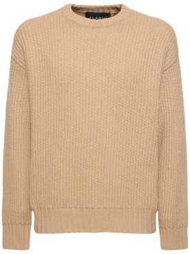 Alanui: Cashmere & cotton knit sweater - Beige - men_0 | Luisa Via Roma