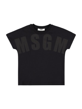 MSGM: Cotton jersey t-shirt - Black - kids-boys_0 | Luisa Via Roma