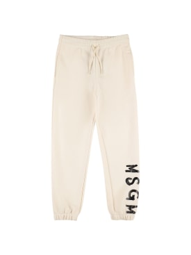 MSGM: Pantalones de felpa de algodón - Blanco - kids-girls_0 | Luisa Via Roma