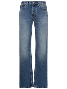 RE/DONE: Jeans dritti Easy in denim di cotone - Blu - women_0 | Luisa Via Roma