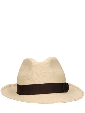 Borsalino: Federico 6cm brim straw Panama hat - Natural/Khaki - men_0 | Luisa Via Roma