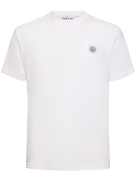 Stone Island: Camiseta de algodón - Blanco - men_0 | Luisa Via Roma