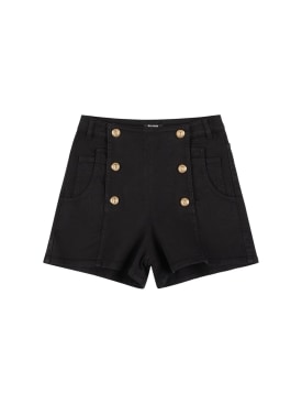Balmain: Cotton blend shorts - Black - kids-girls_0 | Luisa Via Roma