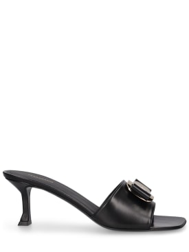 Ferragamo: 65mm Zelie leather mule sandals - Black - women_0 | Luisa Via Roma