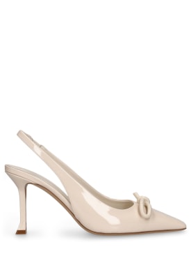 Ferragamo: 85mm Arlene patent leather heels - Off White - women_0 | Luisa Via Roma