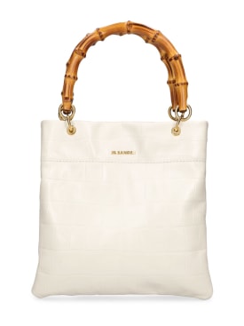 Jil Sander: Small leather top handle bag - Eggshell - women_0 | Luisa Via Roma