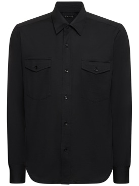 Tom Ford: Fluid silk & cotton shirt - Black - men_0 | Luisa Via Roma