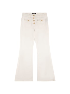 Balmain: Cotton blend flared denim jeans - White - kids-girls_0 | Luisa Via Roma