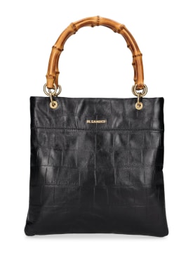 Jil Sander: Small leather top handle bag - Black - women_0 | Luisa Via Roma