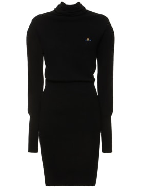 Vivienne Westwood: Vestido corto de cashmere y lana - Negro - women_0 | Luisa Via Roma