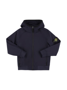 Stone Island: Softshell nylon jacket w/ logo patch - Navy - kids-boys_0 | Luisa Via Roma