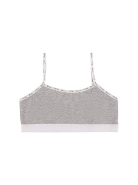Story Loris: Logo print cotton bra top - Grey - kids-girls_0 | Luisa Via Roma