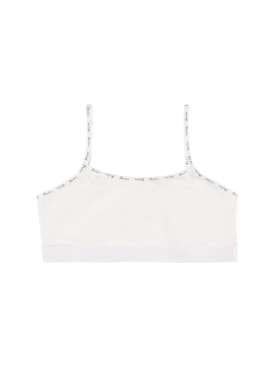 Story Loris: Logo print cotton bra top - White - kids-girls_0 | Luisa Via Roma