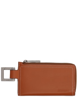 Jacquemus: Le Porte-zippé Cuerda leather wallet - Light Brown - men_0 | Luisa Via Roma