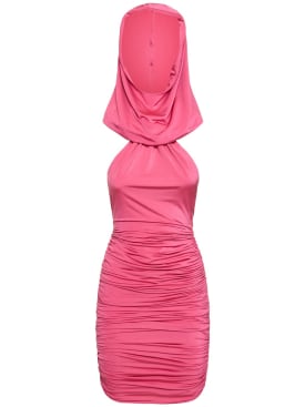 Giuseppe Di Morabito: Stretch jersey hooded mini dress - Hot Pink - women_0 | Luisa Via Roma