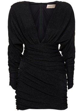 Alexandre Vauthier: Robe courte en jersey de lurex drapé - Noir - women_0 | Luisa Via Roma