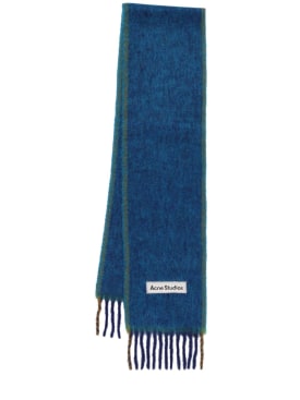 Acne Studios: Vally solid alpaca blend scarf - Turquoise Blue - men_0 | Luisa Via Roma