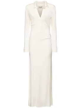 TOVE: Iana viscose jersey l/s long dress - White - women_0 | Luisa Via Roma