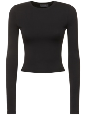 Wardrobe.nyc: Opaque stretch jersey t-shirt - Black - women_0 | Luisa Via Roma