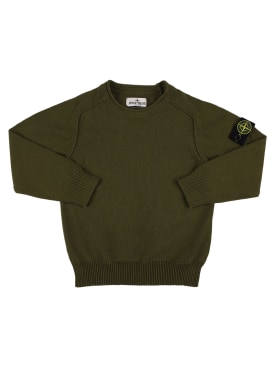 Stone Island: Organic cotton knit sweater - Dark Green - kids-boys_0 | Luisa Via Roma