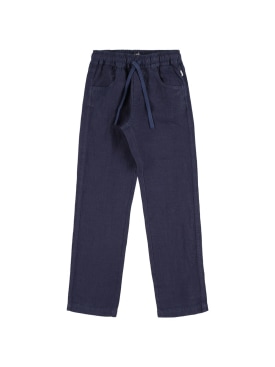 Il Gufo: Pantalon en lin avec cordons - Bleu - kids-boys_0 | Luisa Via Roma